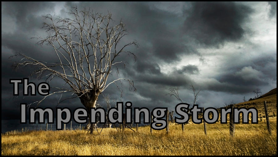 Message title on a field with a single leafless tree and a dark stormy background