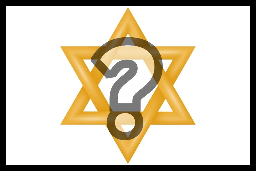 Question mark over a Star of David